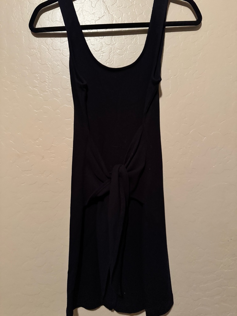 Aerie Black Sleeveless Mini Dress With Front Tie
